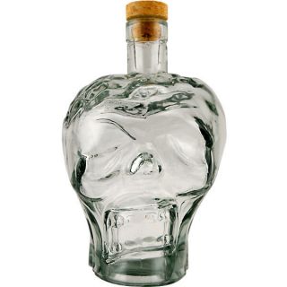 Zombie Head Crystal Skull Shaped Glass Liquor Decanter   27 oz 