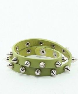   Spike Studded Genuine LEATHER BRACELET Chic Layered Colored Cuff