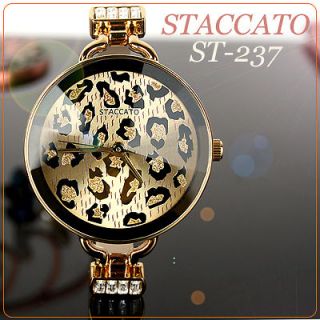 STACCATO]Luxurious LEOPARD dress wristwatch Unique diamond cut glass 