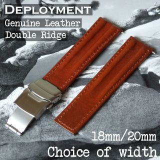 Genuine Leather Watch Strap with Deployment Clasp   Choice of Colour 