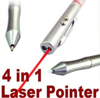 in 1 RED Laser Pointer + LED Light Torch + Ball Point Pencil + PDA 