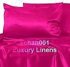 NEW SOFT SILK~Y SATIN BED SHEETS+PILLOWC​ASES QUEEN HOT PINK DEEP 
