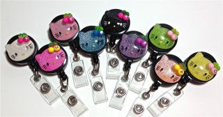 Hello Kitty Cat Retractable I.D. Reel Badge Charm in assorted colors 