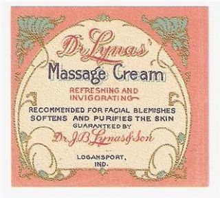 Dr. Lynas Massage Cream Label Logansport,Ind​iana