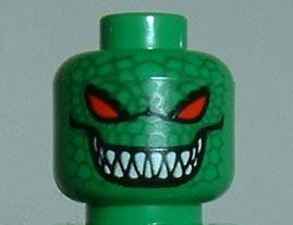 LEGO   BATMAN   Minifig, Head Alien w/ Red Eyes   Killer Croc   Green