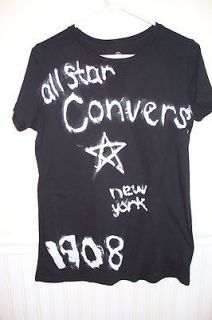   CONVERSE   NEW YORK 1908 BLACK T SHIRT with White Lettering   2XL
