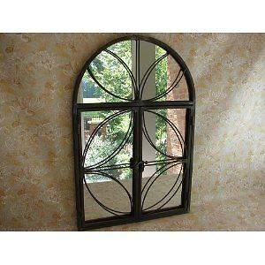 Shabby Cottage Chic Rustic Look Hanging Metal Mirror with Doors that 