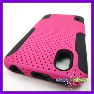   Straight Talk LG Optimus P970 Pink Black Hard+Soft Rubber Case Cover