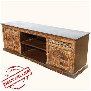 Hand Carved Wood Storage Cabinet Media Entertainment Center LCD TV DVD 