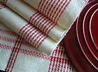   RED Monogram RED STRIPE COUNTRY FLAX LINEN HAND TOWELS  German^i
