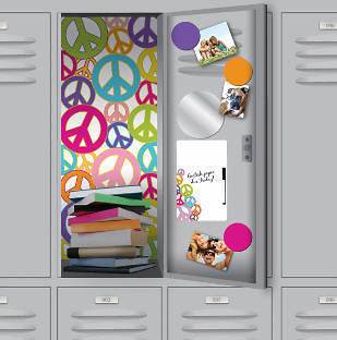 SCHOOL LOCKER decor kit PEACE SIGNS adhesive wallpaper magnets mirror 