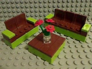 LEGO Living Room COUCH COFFEE TABLE LOVE SEAT Green Brown Furniture 