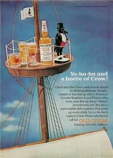 1966 Old Crow Whiskey ad~ Penguin ~ Crows Nest ~ Yo ho ho and a 