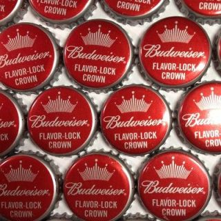 100 Budweiser Flavor Lock Crown Beer Bottle Caps No Dents