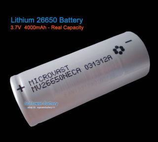 1pcs 26650 Lithium Li ion 3.7V 4000mAh Rechargeable Torch Battery Real 