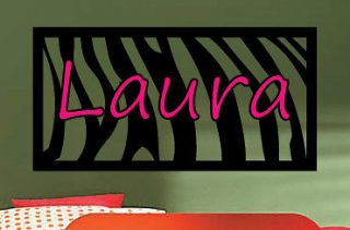 Zebra Print Personalized Name two colors kids vinyl wall art decal 