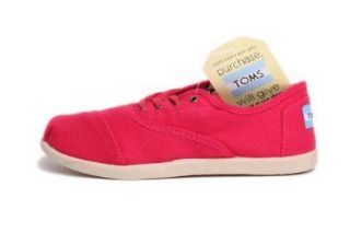 BNIB Girl Shoes Tiny TOMS Fushia Pink Cordones Toddler size 8 Brand 