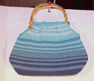 Amanda Smith Shades of Blue Handbag with Bamboo Handles