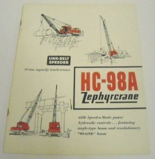 Link Belt Speeder 1961 HC 98A Truck Crane Sale Brochure