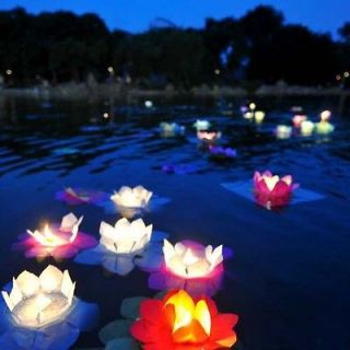 50pcs Fire Water Lotus Paper Lanterns Chinese Wishing Floating 