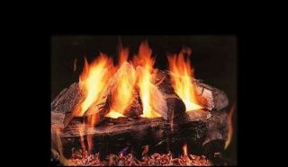   Oak Vented Fireplace Gas Logs COMPLETE Set W/ Auto Start Pilot NG LP