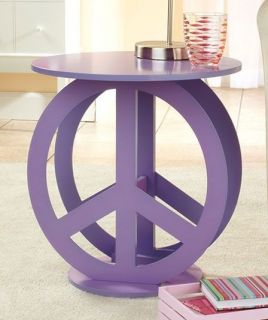 Retro Hippie Teens Room Purple Hippy Peace Sign Table NEW