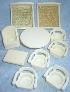Vintage Fisher Price Little People ~ White Furniture Lot ~ Hospital 