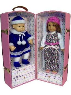 NEW 15 & 18 DOLL CLOTHES TRUNK WARDROBE FOR AMERICAN GIRL, BLEUETTE 