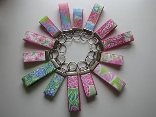 ONE NEW MINI KEY CHAIN/FOB w/ LILLY PULITZER FABRIC 8 prints and 2 