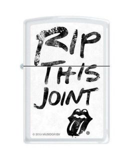Zippo Rolling Stones Rip This Joint White Matte Lighter, Low Ship 