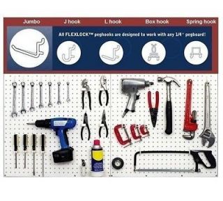   Locking Peg Board Hooks fits 1/4 Pegboard Garage Tool Storage F1