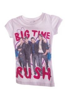 Nickelodeon Girls Big Time Rush SS Concert T Shirt White Pink Size XS 