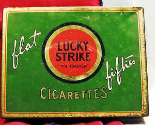 Lucky Strike Flat Fifties Cigarette Advertising Tobacco Tin VERY 