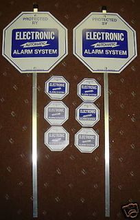 HOME SECURITY SYSTEM ALARM YARD SIGNS with STAKES & 6 ALARM DECALS 