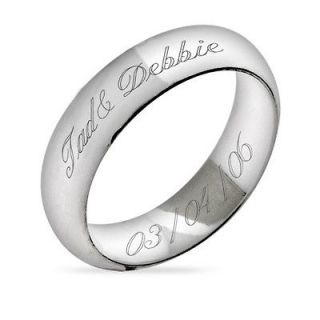 Silver Engravable Couples Message Ring Size 12