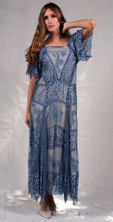 SALE NATAYA Blue Sapphire GREAT GATSBY Lace DRESS 1X