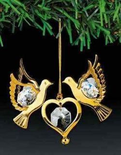 Love Birds 24k Gold Plated Figurine Swarovski Crystal