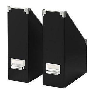 Ikea 2 Magazine Storage Boxes Black / Label Holders included New