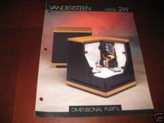Vandersteen Model 2W Speaker System Sales Brochure