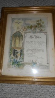 ANTIQUE 1901 LUTHERAN MARRIAGE CERTIFICATE   *RARE* 19in by 14in