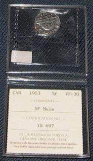 1953 Canada MULE Nickel SF Far Leaf RARE