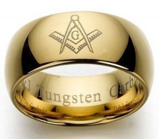   Tungsten Carbide Free Masons Symbol Masonic Master Solid Ring Size U