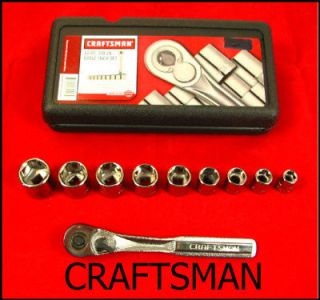 NEW CRAFTSMAN 10pc 3/8 Drive Standard Ratchet & Sockets Set With Case 