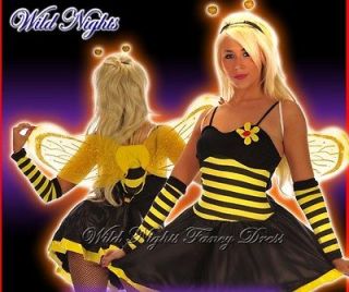 Adults Honey Bumble Bee Fancy Dress Costume, Wings Headpiece & Sleeves 