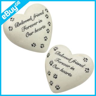   GRAVE HEART STONE   CAT & DOG PAW MEMORIAL GRAVESIDE ORNAMENT / MARKER