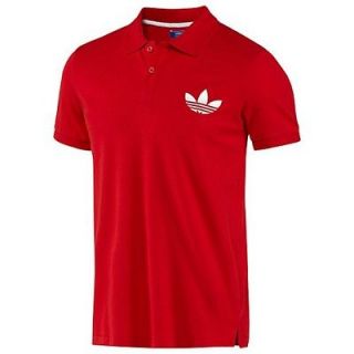 Mens Adidas Originals Pique Polo Golf Shirt Big Trefoil Logo Red New L