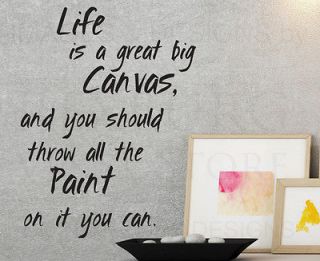   Sticker Quote Vinyl Art Mural Adhesive Life is a Canvas Painting IN81
