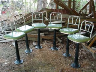 Set of 6 Art Deco Soda Fountain Bar stools, 1950s Hamburger Grill New 