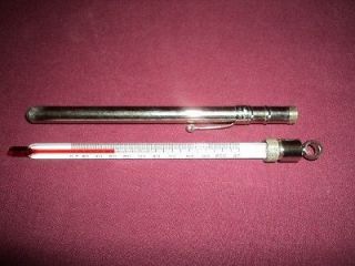 Vintage Antique Taylor Medical Etched Stem Pen Thermometer In Case