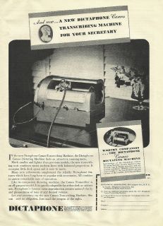 1940 VINTAGE DICTAPHONE OFFICE MACHINE CAMEO PRINT AD